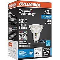 Sylvania LED TruWave Natural Series PAR16 Light Bulb, 50W Equivalent Efficient 6W, GU10 Bi-Pin Base, Dimmable, 5000K, Daylight - 1 Pack (40933)