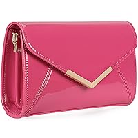 DEXMAY Women Envelope Evening Clutch Handbag Faux Patent Leather Foldover Clutch Bag Formal Purse