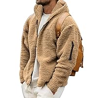 Mans Fuzzy Sherpa Jacket Fleece Cardigans Full Zip Hoodies Sweatshirt Thermal Coat Men's Outerwear Jackets & Coats