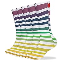 Zebra Color Print Soft Compression Socks Knee High Stockings 5 Pairs Running Athletic for Men Women