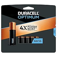 DURACELL Optimum AA Batteries with Power Boost Ingredients, 16 Count Pack Double A Battery with Long-Lasting Power, All-Purpose Alkaline AA Battery for Household and Office Devices