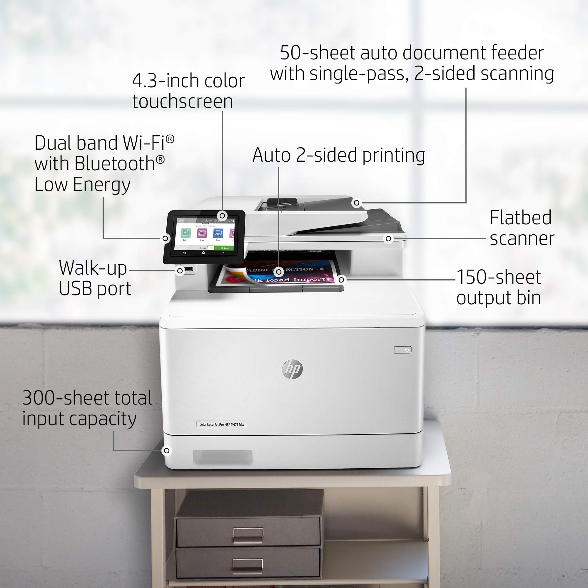HP Color LaserJet Pro Multifunction M479fdw Wireless Laser Printer with One-Year, Next-Business Day, Onsite Warranty (W1A80A), White