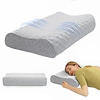 Latex Pillow, Ergonomic Pillow for Sleeping, Cervical Neck Support Bed Pillows Charcoal for Pain Relief, Premium Natural Latex Side Back Stomach Sleeper