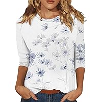 Women's Short Sleeve Blouses Fashion Casual 3/4 Print Stand Collar Pullover Top Summer 2024 Trendy, S-3XL
