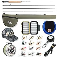 TOPFORT Fly Fishing Rod and Reel Combo Starter Kit, 4 Piece Lightweight  Ultra-Portable Graphite Fly Rod Complete Starter Package with Carrier Bag