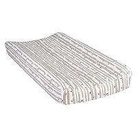 Birch Stripe Deluxe Flannel Changing Pad Cover-Birch Stripe Print, Cotton Flannel, Grays, White, Fully Elasticized, 6 in Deep Pockets, Fits Standard Changing Pad 16 in x 32 in