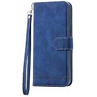 ONNAT- Flip Case for iPhone 15 Pro Max/15 Pro/15 Plus/15 Premium Business Leather Cover with Wrist Strap Kickstand and Wallet Card Slot Shell (Blue,15 Pro Max 6.7'')
