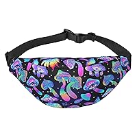 Mushroom Large Crossbody Fanny Pack Belt Bag With 3 Zipper Pockets, Gifts For Sports Festival Workout Traveling Running Casual Hands Free Waist Pack Wallets Phone Bag
