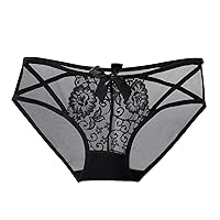 Bow Plus Size Underwear for Women See Through High Waisted Thongs Sexy Panties Eversoft Mesh Breathable Briefs Sheer