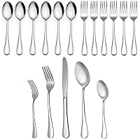 32 Piece Silverware Flatware Set, Stainless Steel Cutlery Utensils, Include Knife Fork Spoon, Mirror Polished, Dishwasher Safe