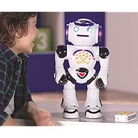 LEXIBOOK Powerman - Remote Control Walking Talking Toy Robot, Dances, Sings, Reads Stories, Math Quiz, Shooting Discs, and Voice Mimicking, for Kids 4+ - ROB50US