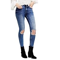 Free People Women's High-Rise Busted Skinny in Turquoise