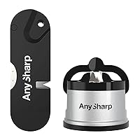 AnySharp Knife Sharpener Bundle, Sharpens Kitchen, Tactical, Hunting Knives, Safe, One-Handed, Portable, Fire Starter, Silver, One Size, ABS Material
