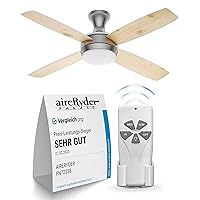 aireRyder Ceiling Fan Saturn Satin Nickel with Lighting and Remote Control 52” 132cm Blades in Silver and Pine