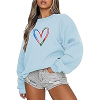 Womens Oversized Sweatshirts Crewneck Fall Fleece Long Sleeve Fashion Pullover Casual Letter Print Teen Girls Clothes