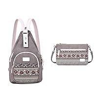 ArcEnCiel Mini Canvas Backpack+Small Crossbody Bag for Women