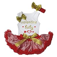 Petitebella Valentine Baby Shirt Red White Stripes Skirt 3-12m