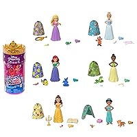 Disney Princess Small Doll Royal Color Reveal with 6 Surprises Including 1 Character Figure and 4 Accessories (Dolls May Vary)