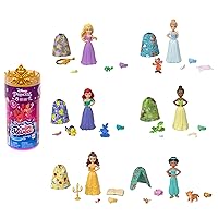 Mattel Disney Princess Small Doll Royal Color Reveal with 6 Surprises Including 1 Character Figure and 4 Accessories (Dolls May Vary)