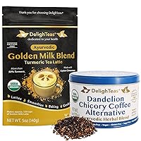 Organic Golden Milk and Herbal Coffee Bundle - Caffeine Free, Unsweetened, Vegan, Keto, USDA Organic