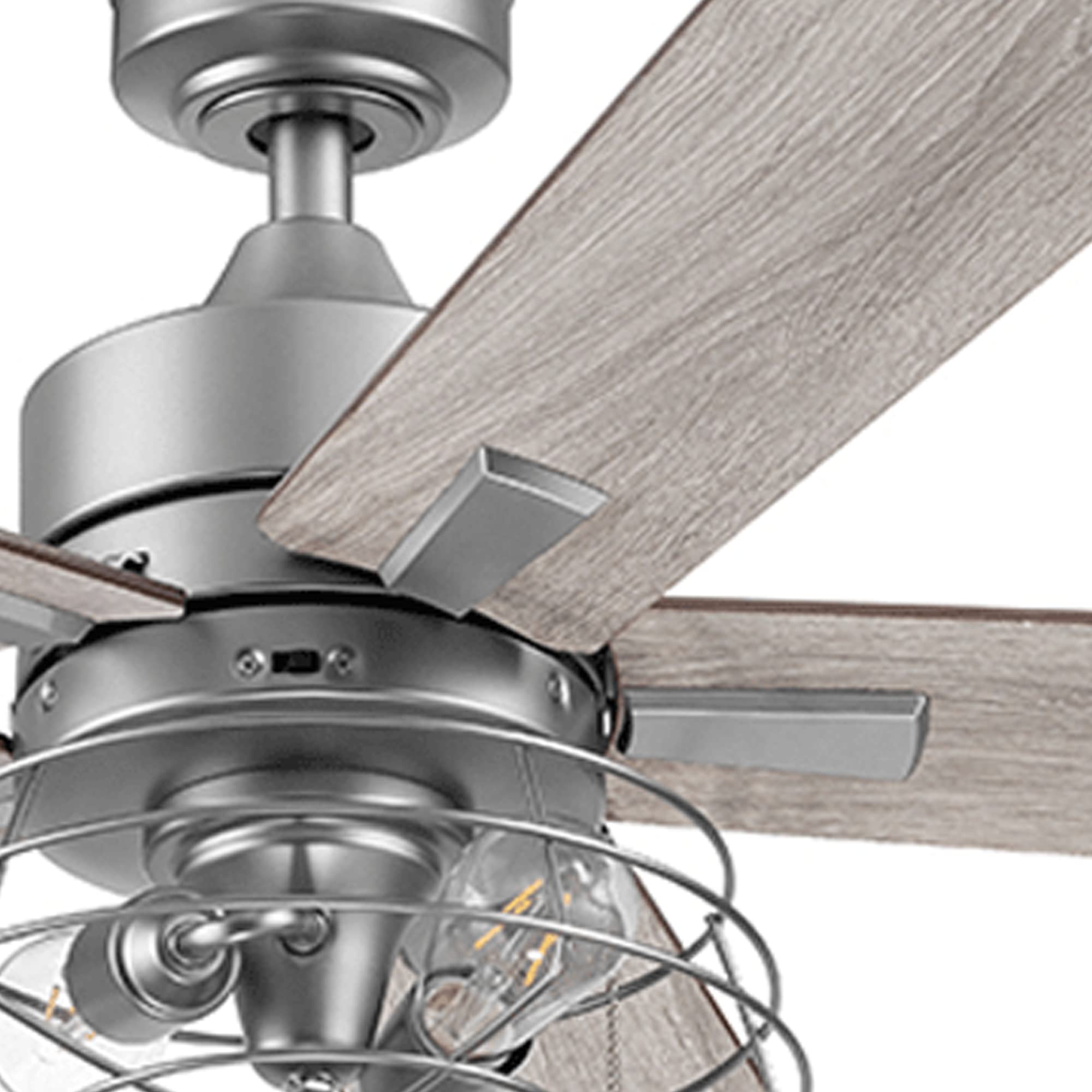 Prominence Home Marshall Ceiling Fan - 52-in Indoor Fan with Pull Chain - LED Ceiling Fan with Light - Industrial Room Fan with Dual Finish Blades - Remote Compatible - Model 51458-01 (Pewter)