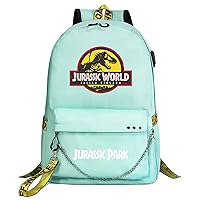 Dinosaur Lightweight Bookbag with USB Charger Port-Large Travel Rucksack Waterproof Casual Daypack