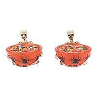 Department 56 Village Halloween Accessories Trick or Dare Treat Skeleton Bowls Figurine Set, 1.75 Inch, Multicolor