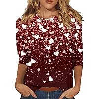 3/4 Length Sleeve Womens Tops, 3/4 Sleeve Shirts Women Cute Print Graphic Tees Blouses Casual Plus Size Basic Tops Pullover