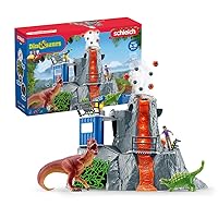 Schleich Dinosaurs, 32-Piece Playset, Dinosaur Toys for Boys and Girls Ages 4-12, Dinosaur Base Camp Station and Erupting Volcano