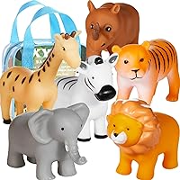 No Hole Animal Baby Bath Toys for Toddlers/ Infants 6 - 12- 18 Months, Mold Free Bathtub Toys, 1 2 3 4 Years Old Kids (6 Pcs with Storage Bag)