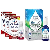 Clear Eyes TheraTears Steralid Eyelid Cleanser Maximum Redness Relief Lubricant Eye Drops (0.5 fl oz, Pack of 3)