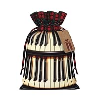 MQGMZ Piano Keys With Musical Notes Lattice Christmas Wrapper Gift Bags With Drawstring Candy Pouch Xmas Party Favor Supplies