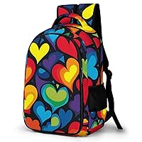Heart LGBT Rainbow Travel Laptop Backpack for Men Women Durable 16.5 Inch Daypack Fashion Work Bag