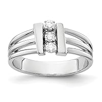 Jewels By Lux Solid 14k White Gold VS Diamond ring Available in Sizes 5 to 7 (Band Width: 2 to 5 mm)