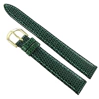 12mm T&C Lizard Grain Genuine Leather Green Padded Watch Band Strap Regular