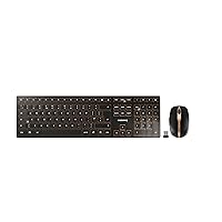 CHERRY DW 9100 SLIM, Wireless Desktop Set, UK Layout (QWERTY), Bluetooth & 2.4 GHz RF, Quiet Keys, Rechargeable, Bronze/Black