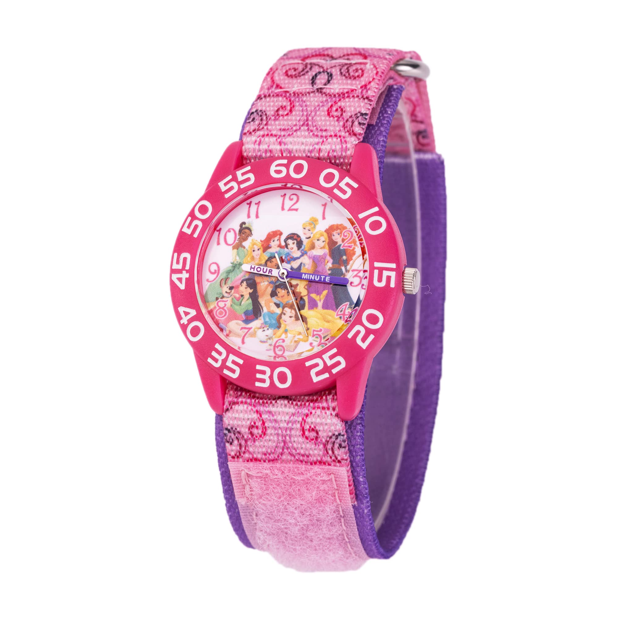 Disney Princess Kids' Plastic Time Teacher Analog Quartz Nylon Strap Watch