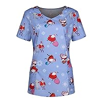 Women's Plus Size Scrub Tops Floral Printed Turtle Neck Short Sleeve T Shirts Sexy Shirts for Women