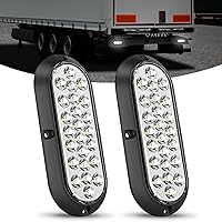 Nilight 6Inch Oval Tail Light 2PCS White 24LED Back Up Reverse Light Surface Mount Marker Light Sealed IP67 Waterproof Taillight for 12V RV Camper Truck Trailer Caravan Bus, 2 Years Warranty