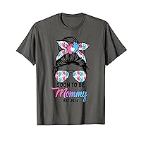 Soon To Be Mommy Est 2024 Messy Bun Pregnancy Announcement T-Shirt