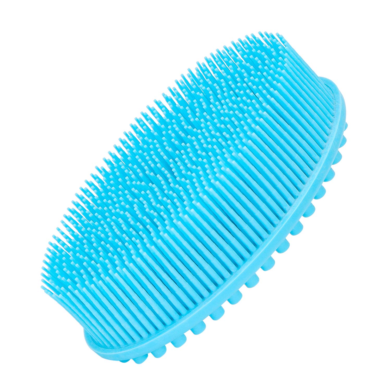 Silicone Bath Shower Loofah Brush, 100% Silicone Gentle Back Scrubber, Best Body exfoliating loofa Brush Gift for Baby Kids Men Father Mother Wife Family (Blue)