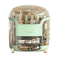 Dustproof Cosmetic Organiser, Dresser Large Capacity Skincare Organiser, Multi-functional Cosmetic Organiser, Portable Cosmetic Display Case, Cosmetic Organiser with Lid for Cosmetic Storage (Green)