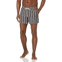 BOSS Men's Standard Plaid Swim Trunk with Small Logo