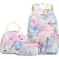 Backpack for Teen Girls Bookbags School Backpack with Lunch Box and Pencil Case 3 in 1 School Bags Set