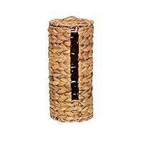 Household Essentials Wicker Toilet Paper Roll Holder, Handmade, Water Hyacinth Weave, Sturdy Steel Frame, Removable Lid with Access Slot, Humidity Tested and Eco-Friendly, Natural