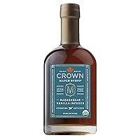 Crown Maple Madagascar Vanilla Infused Organic Maple Syrup, 12.7 Fl Oz, Real Vanilla Bean, Pancakes, Baking, Cocktails & Brunch