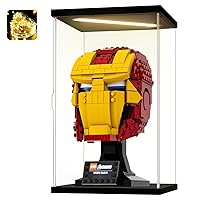 Acrylic Display Case for Collectibles Clear Acrylic Boxes for Display Figures Memoribilia Lighted Building Helmet Model 76165 Display Case Storage Box(Black-Solid Yellow; 5.9*5.9*9.8 inch)