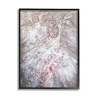Stupell Industries Abstract White Farm Dresses Dancing Pink Rose Flowers, Designed by Debi Coules Black Framed Wall Art, 24 x 30, Brown
