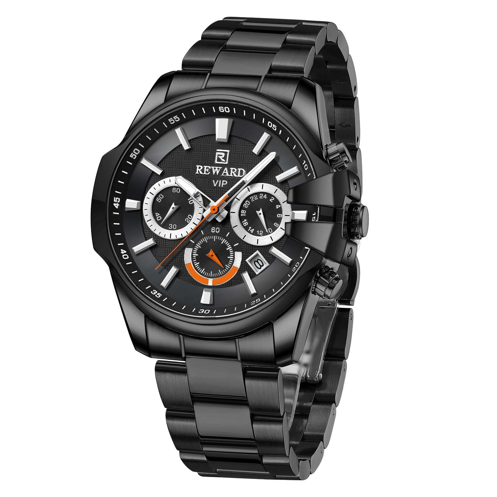 REWARD VIP New Design Men Wristwatch Leather Strap Waterproof Sport Wrist  Watch Chronograph Luminous Stopwatch