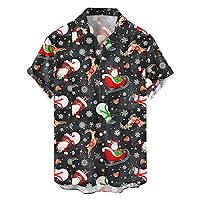 Mens Long Sleeve Shirt Digital Printing Button Lapel Short Sleeve Shirt T Shirt Top Shirts for Men Christmas Shirt